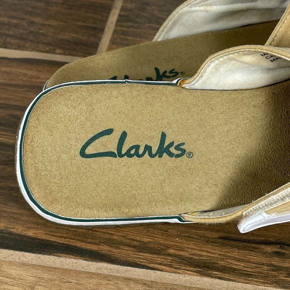 Clarks Women's Size 8 Shoes Tan Canvas Adjustable Comfort Slide Sandals - Picture 10 of 12